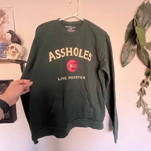 Graphic crewneck sweatshirt “Assholes live forever” Jameson